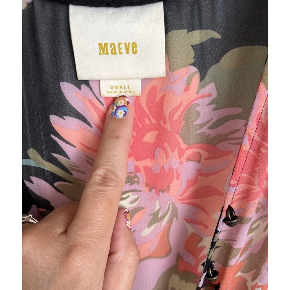 Maeve Anthropologie Violette Floral Chiffon Mini Dress Sheer Size S Sleeveless - Picture 2 of 11